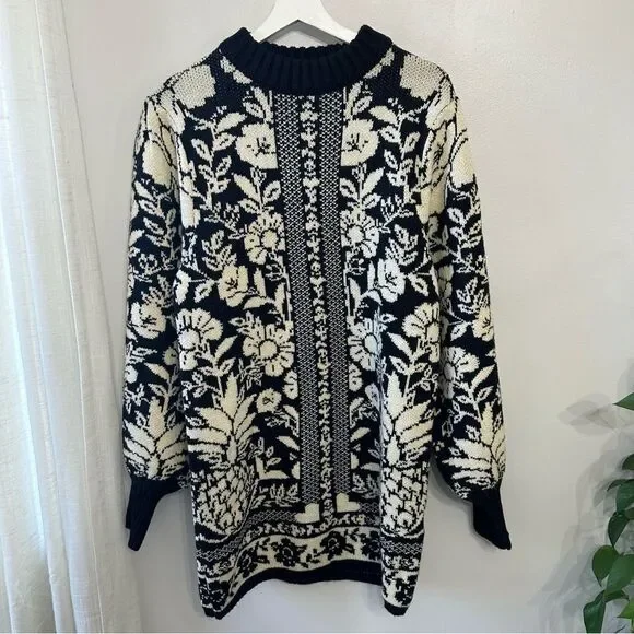 Farm Rio Black Pineapple Garden Knit Mini Dress - Picture 5 of 8